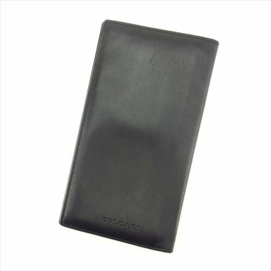 Bvlgari Wallet Purse Long Wallet Black Woman Unisex Authentic Used